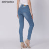 Srpedro Sequins Tassel Jeans Hole High Stretch Denim Pencil Pants Four Buttons Waist Folds Slim Full Length Trousers Women 2022