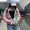 Stand Collar Sequins Gauze Jacket Number 08 Contrast Color Beading Baseball Coat Zipper Cardigan Long-sleeved Dance Tops 2022