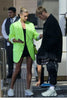 Star Hailey Bieber The Same Fluorescent Green Casual Trend Suit Coat Women's 2023 Autumn Single-Breasted Jacket Blazer