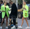 Star Hailey Bieber The Same Fluorescent Green Casual Trend Suit Coat Women's 2023 Autumn Single-Breasted Jacket Blazer