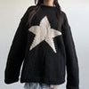 Star Pattern Winter Pullover Women Casual Loose Knitted Sweater White Long Sleeve Knitwear Female O-Neck Warm Jumper
