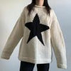 Star Pattern Winter Pullover Women Casual Loose Knitted Sweater White Long Sleeve Knitwear Female O-Neck Warm Jumper