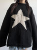 Star Pattern Winter Pullover Women Casual Loose Knitted Sweater White Long Sleeve Knitwear Female O-Neck Warm Jumper