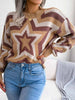 Star Pattern Winter Sweater Women Casual Contrast Knitted Pullover Y2K Long Sleeve Knitwear Female Loose Warm Jumper