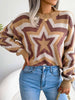 Star Pattern Winter Sweater Women Casual Contrast Knitted Pullover Y2K Long Sleeve Knitwear Female Loose Warm Jumper
