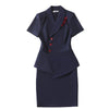 Stewardess Uniform Career Women Professional Suits Summer Temperament Slim Formal Blazer And Skirt Office Ladies Work Wear