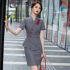 Stewardess Uniform Career Women Professional Suits Summer Temperament Slim Formal Blazer And Skirt Office Ladies Work Wear
