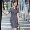 Stewardess Uniform Career Women Professional Suits Summer Temperament Slim Formal Blazer And Skirt Office Ladies Work Wear