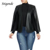 Sexy Faux Leather Black Cape Blazer Women Casual Pu Leather Blazer Jacket Autumn Elegant Long Sleeve Blazer Top