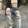 Straight Jean Femme Girl Hip hop High Street Girl  Y2k  Wide Leg Jeans Ripped Baggy Jeans For Women Loose Pants Streetwear