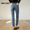 Straight Jeans Women 2022 Chic Korean Slim Denim Jeans Trousers Ankle Length Ladies Capris High Waist Push Up Mom Jeans