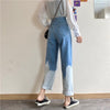 Straight Jeans Women Chic Panelled Colored Trendy Harajuku Teens High Waisted Jean All-match Basic Fall Ladies Streetwear