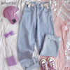 Straight Jeans Women Lovely Japan Style High Waist Teens Denim Trouser Full Length Ins Popular Summer Leisure Ladies Streetwear