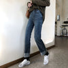Straight Thin Jeans For Women High Waist Trendy Streetwear All-Match Korean Style Casual Loose Girlfriend Wide Leg Denim Pants