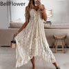 Strapless Summer Boho Maxi Dress Women V-Neck Tassel White Lace Sexy Dresses 2022 Bohemian Irregular Long Beach Dress Vestidos