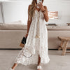 Strapless Summer Boho Maxi Dress Women V-Neck Tassel White Lace Sexy Dresses 2022 Bohemian Irregular Long Beach Dress Vestidos