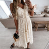 Strapless Summer Boho Maxi Dress Women V-Neck Tassel White Lace Sexy Dresses 2022 Bohemian Irregular Long Beach Dress Vestidos