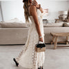Strapless Summer Boho Maxi Dress Women V-Neck Tassel White Lace Sexy Dresses 2022 Bohemian Irregular Long Beach Dress Vestidos