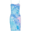 Strapless Women Ladies Sling Bodycon Stretch Mini Dress  fancy Summer Sexy Pencil Mini Sundress Tie dyeing Party Club Dresses