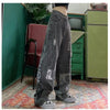 Street Hip Hop Womens OverSize Jeans Handsome Retro Womens High Waist Wide Leg Pants Jeans BF Loose Wild Straight Leg Long Pants