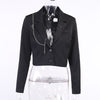 Street Punk Blazer Women Long Sleeve Pin Chain Suit Jacket Dark Black Goth Sexy Office Lady Loose Tumblr Clothes