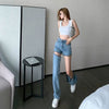 Street Style Wide-Leg Women'S Jeans High-Waisted Pants Sexy Elegant Ladies Jeans Detachable Trousers Women