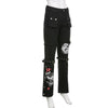 Street trend punk high waist jeans women 2022 Europe and America Y2K gothic print metal buckle tooling denim trousers