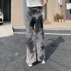 Streetwear Black Gradient Jeans Dark Academia High Waist Loose Comic Print Trousers Emo Alternative Grunge Stretch Denim Pants