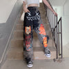 Streetwear Black Gradient Jeans Dark Academia High Waist Loose Comic Print Trousers Emo Alternative Grunge Stretch Denim Pants