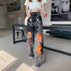 Streetwear Black Gradient Jeans Dark Academia High Waist Loose Comic Print Trousers Emo Alternative Grunge Stretch Denim Pants