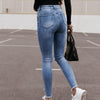 Streetwear Jeans Long Pants Skinny Pockets Trousers Ripped Hole High Waist Denim Skinny Women Jeans for Daily Life Pants
