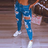 Streetwear Jeggings Women Cutout Fringe Hem Beautiful Denim Pants Kawaii School Trousers Elastic Blue Ripped Jeans Femme