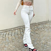 Streetwear Joggers Women Straight Jeans Vintage High Waist Cargo Denim Trousers Casual White Split Mom Jeans Cuteandpsycho
