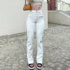 Streetwear Joggers Women Straight Jeans Vintage High Waist Cargo Denim Trousers Casual White Split Mom Jeans Cuteandpsycho