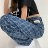 Streetwear Korean Jeans Woman High Waist Y2k Straight Baggy Pants Girl Printing Leg Wide Pants Casual Denim Trousers