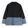 Streetwear Korean Women's Patchwork Denim Blazer Coat Sense of Design Baggy Senior Female TOPs Black Jackets Outwear