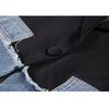 Streetwear Korean Women's Patchwork Denim Blazer Coat Sense of Design Baggy Senior Female TOPs Black Jackets Outwear