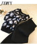 Streetwear Leopard Printed Knit Two Peice Suit Women Long Sleeve O-Neck Sweater Tops + Solid Color Harem Pants Casual Tracksuit