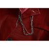 Streetwear Loose Wine Red Faux Leather Blazers Women Chic Chain Notched Collar Long Sleeve Suit Jacket Korean Casual Autumn 2023