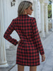 Streetwear Plaid Women Blazer In Stock Lace Up Check Jacket Elegant Casual Slim Fit Lady Coat