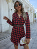 Streetwear Plaid Women Blazer In Stock Lace Up Check Jacket Elegant Casual Slim Fit Lady Coat