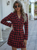 Streetwear Plaid Women Blazer In Stock Lace Up Check Jacket Elegant Casual Slim Fit Lady Coat