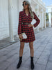 Streetwear Plaid Women Blazer In Stock Lace Up Check Jacket Elegant Casual Slim Fit Lady Coat