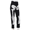 Streetwear Skeleton Punk Patterned Low Rise Jeans Black Denim Trousers Cyber Y2k Goth Pants Fall 2022 Graphic Women's Jeans