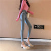 Streetwear Spring Trousers Female Single-Breasted Extra High Waist Skinny Pencil Jeans Women Stretch Denim Ankle-Length Pants