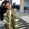 Streetwear Women Blazers Elegant Temperament Green Notched Collar Leisure Party Smooth Club All-match Female Cool Cozy