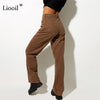 Streetwear Women High Waisted Brown Stretch Pants Loose Boyfriend Straight Leg Jeans Bottoms Denim Trousers Fall Sexy Long Pants