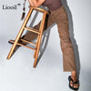 Streetwear Women High Waisted Brown Stretch Pants Loose Boyfriend Straight Leg Jeans Bottoms Denim Trousers Fall Sexy Long Pants