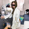 Streetwear Women White Blazers Coat Fluorescence Print Long sleeve Suit Coat 2022 Women's Blazer Jacket Oute