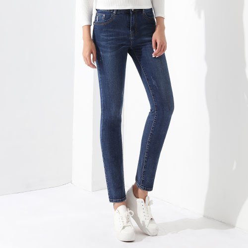 Stretch Denim Pants Ladies Casual Jeans Pantaloni Donna Women Trousers Slim Female Clothing Blue Jeans Middle-Waisted GAREMAY